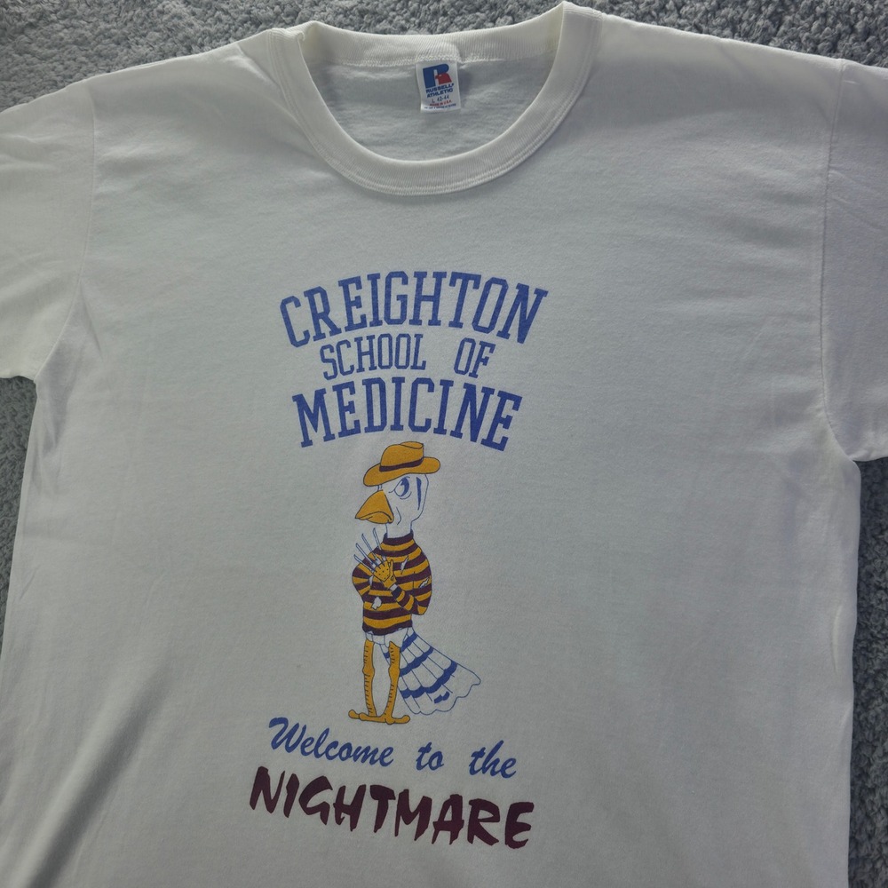 Vintage Russell Athletic Creighton School of Medicine Nightmare T-Shirt Large
